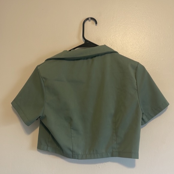 Seafoam Green 2 Piece Short Sleeve Cropped High Rise Jogger Set - Picture 10 of 14